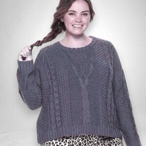 Mudd Dark Gray Cable Knit Sweater XL